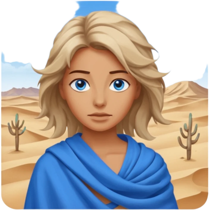 blue eyed desert woman in cloth emoji