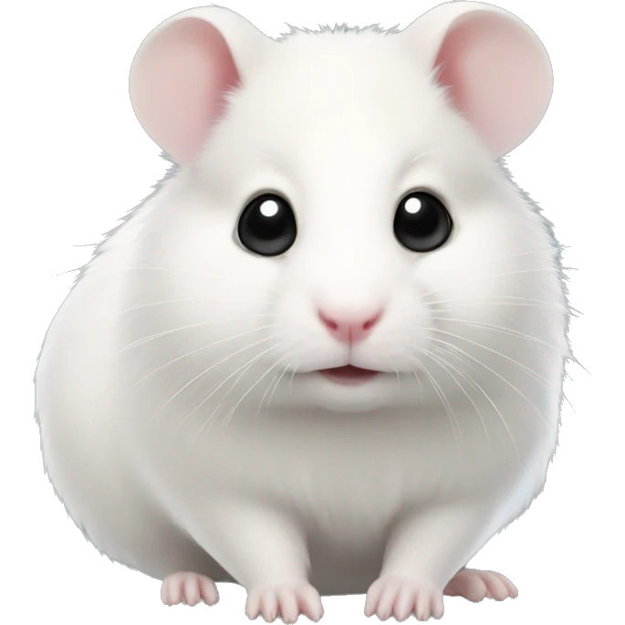 Sweet White hamster with black eyes,  emoji
