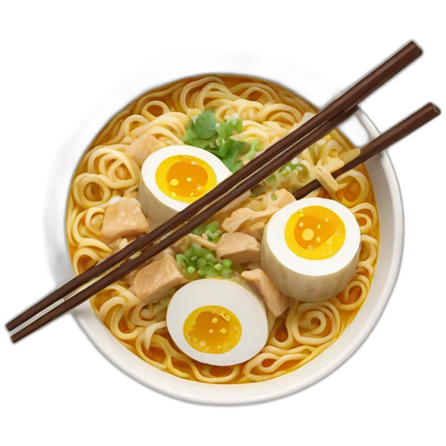 Bowl of ramen with chop sticks emoji