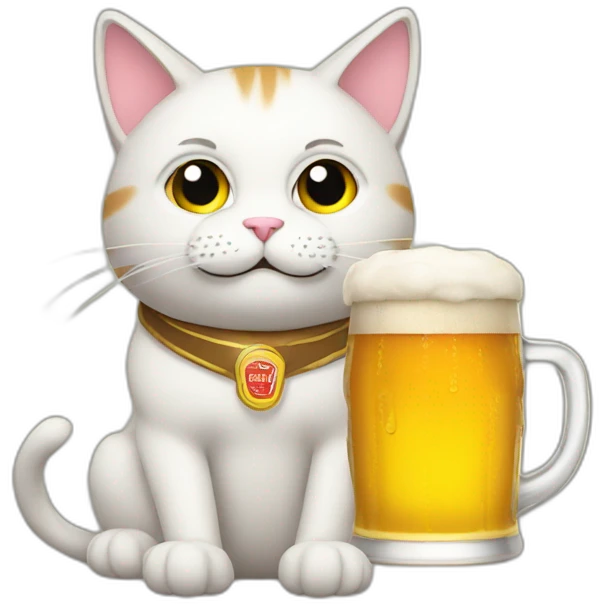 Cat with a beer emoji
