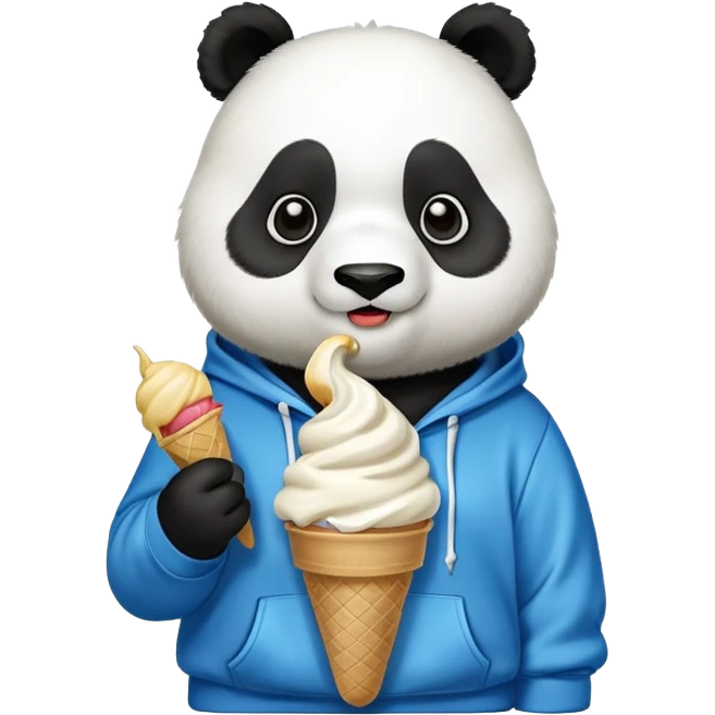 Panda eating ice cream in a blue hoodie emoji