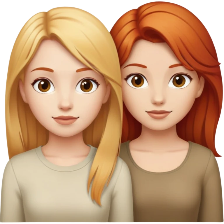 Red haired girl and blonde haired girl posing together emoji
