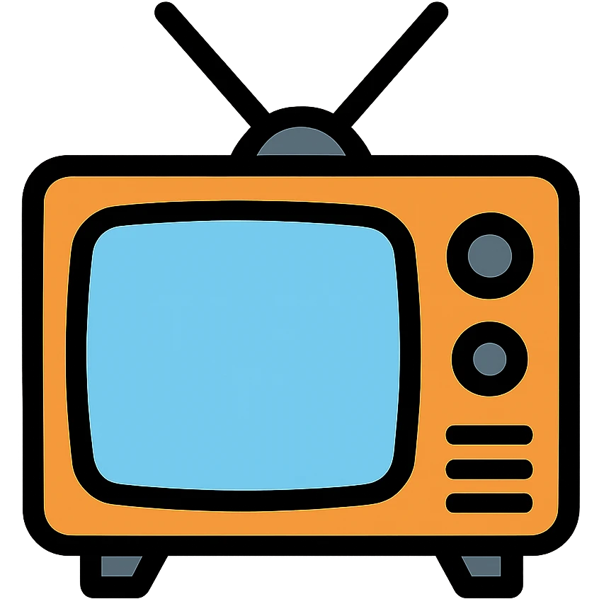 Vintage box television with antenna and control knobs emoji