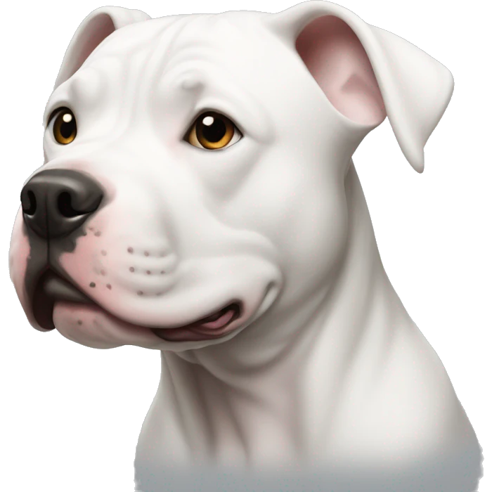 White pit bull with only one black ear emoji