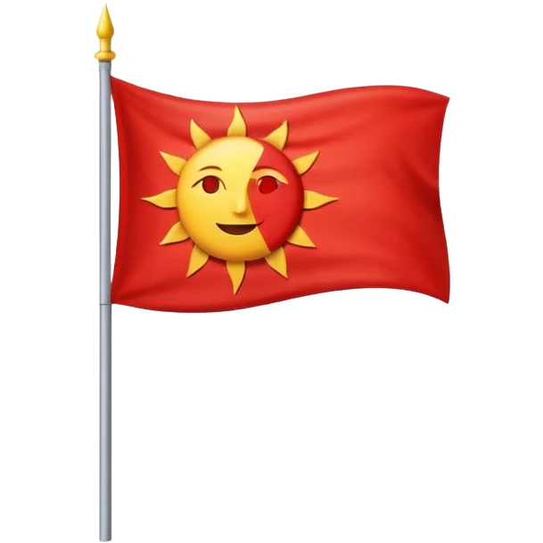 Creat sun and half moon symbol in red flag, flag like 🚩  emoji