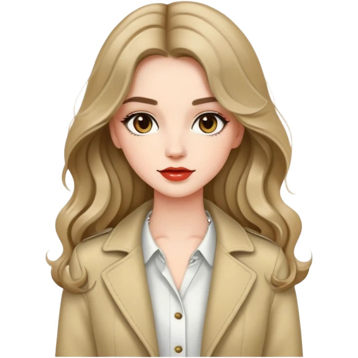 Fashionable girl with stylish outfit and long slightly wavy hair emoji