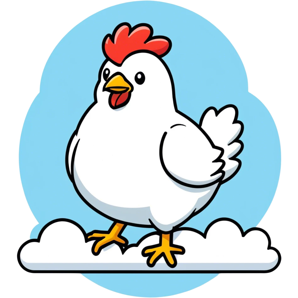 A chicken in a cloud emoji