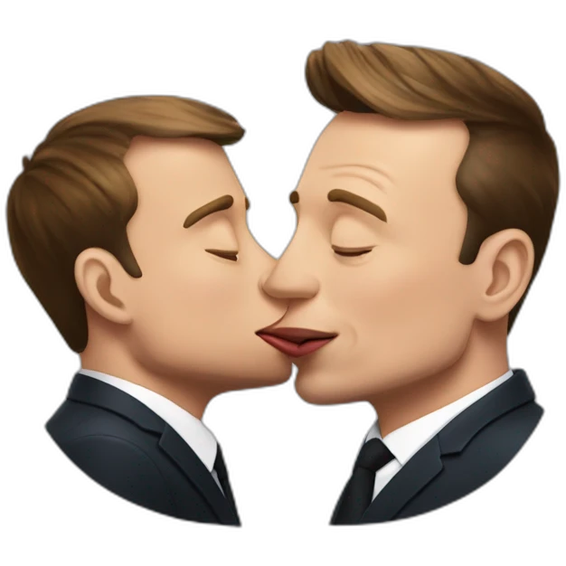 Emmanuel Macron kissing Elon Musk emoji