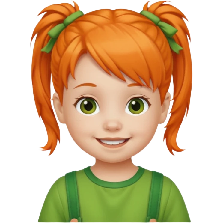 orange pigtail hair girl baby green outfit emoji