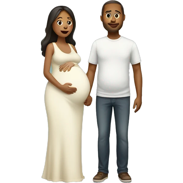 A pregnant woman with her husband  emoji