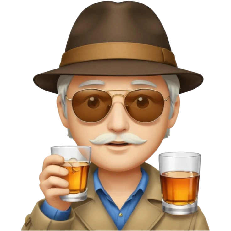 Merlin drinking whisky in the beach emoji