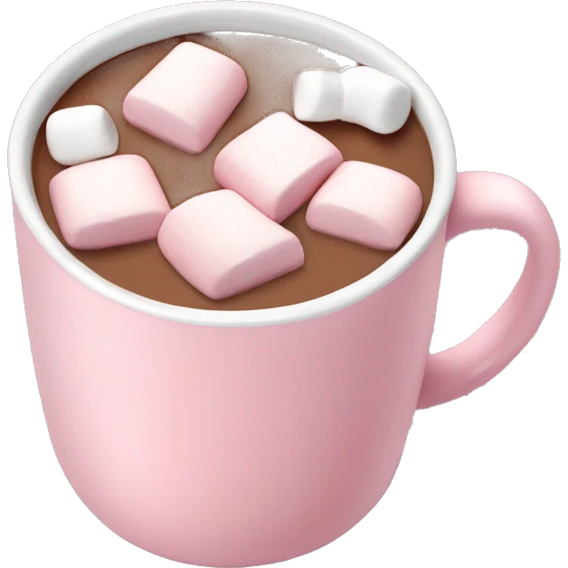 Light Pink mug of hot chocolate with marshmallows  emoji