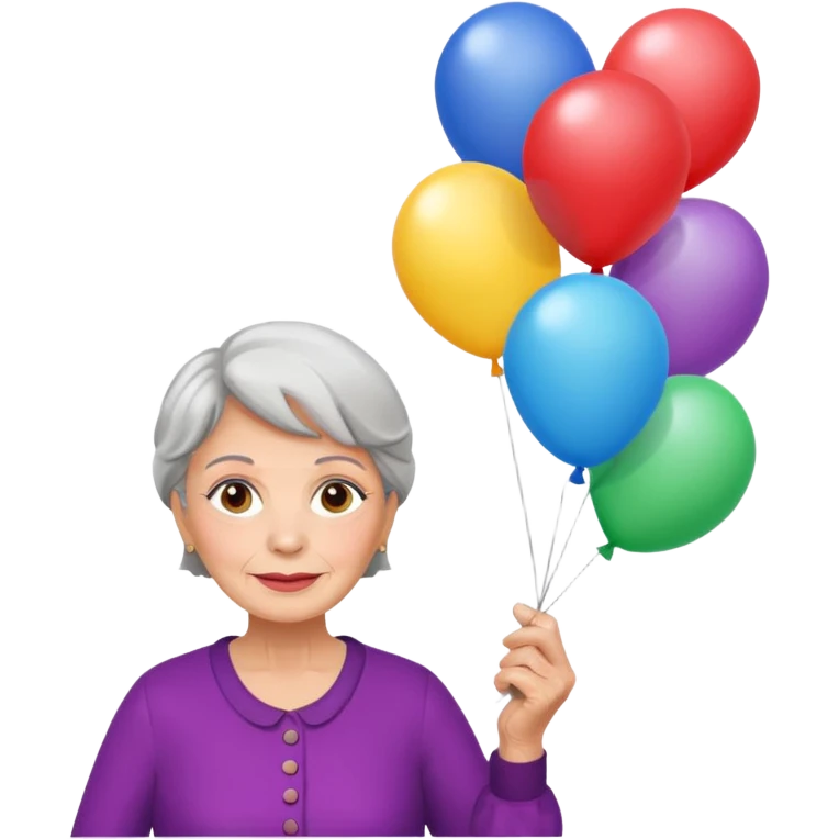 balloons holder older woman emoji