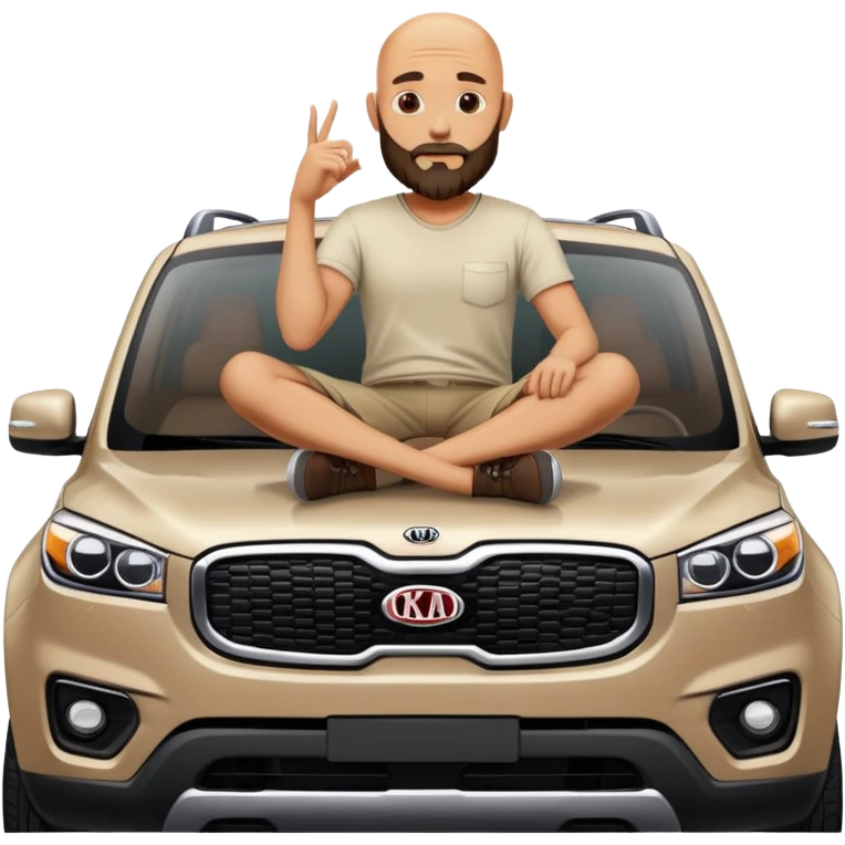 bald man with beard sitting on top of a Kia Mohave SUV emoji