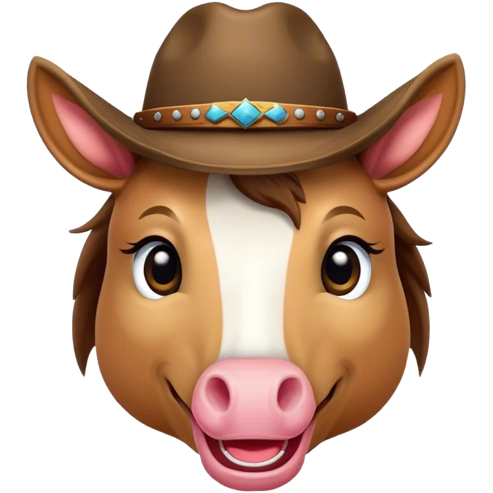 cute smile horse face wearing cowboy hat  emoji