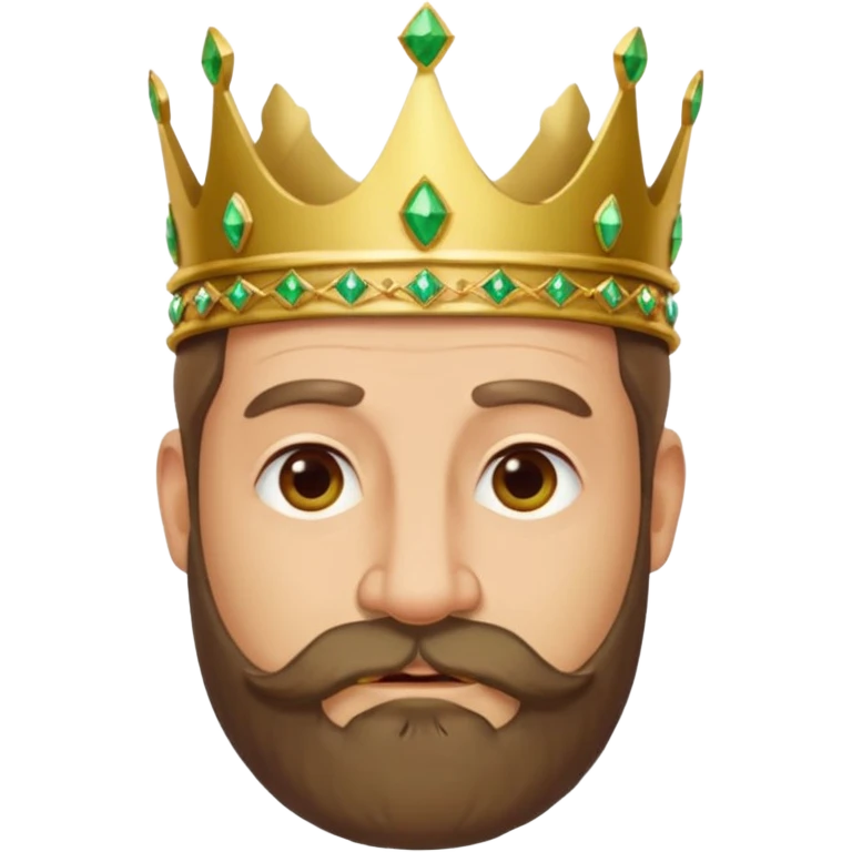 Create a cartoon-style emoji of Gaspar, one of the Three Wise Men. Only show his face and crown. He is middle-aged to older, with a brown beard, gentle wrinkles, and a green and gold jeweled crown. Express a wise and friendly demeanor. Colorful and simple, suitable as an emoji. emoji