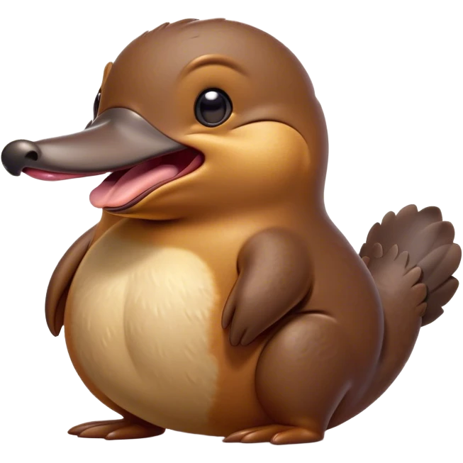 Cinematic Cute Yawning Platypus Portrait Emoji, Head tilted slightly with a dramatic, wide-open yawn, showcasing a soft, textured brown fur with a relaxed duckbill and droopy eyes in drowsy contentment, Simplified yet irresistibly adorable features, highly detailed, glowing with a soft, cozy glow, high shine, relaxed yet expressive, stylized with a touch of quirky charm, bright and endearing, soft glowing outline, capturing the essence of a sleepy yet affectionate platypus, so drowsy it feels like it could float out of the screen and curl up for a nap! emoji