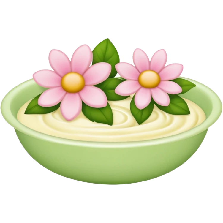 light green and pink floral cream emoji