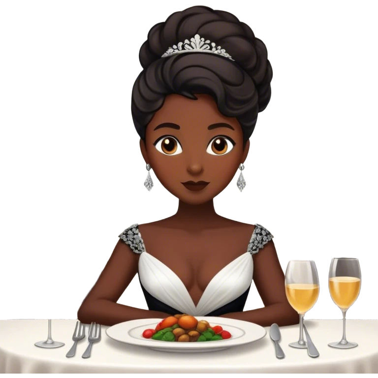 fancy black woman at dinner emoji