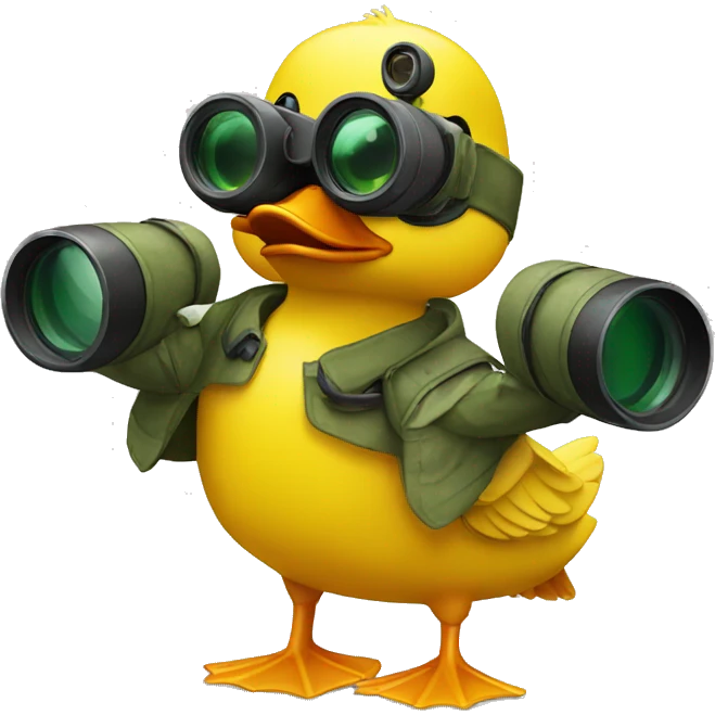 Yellow duck with small binoculars emoji
