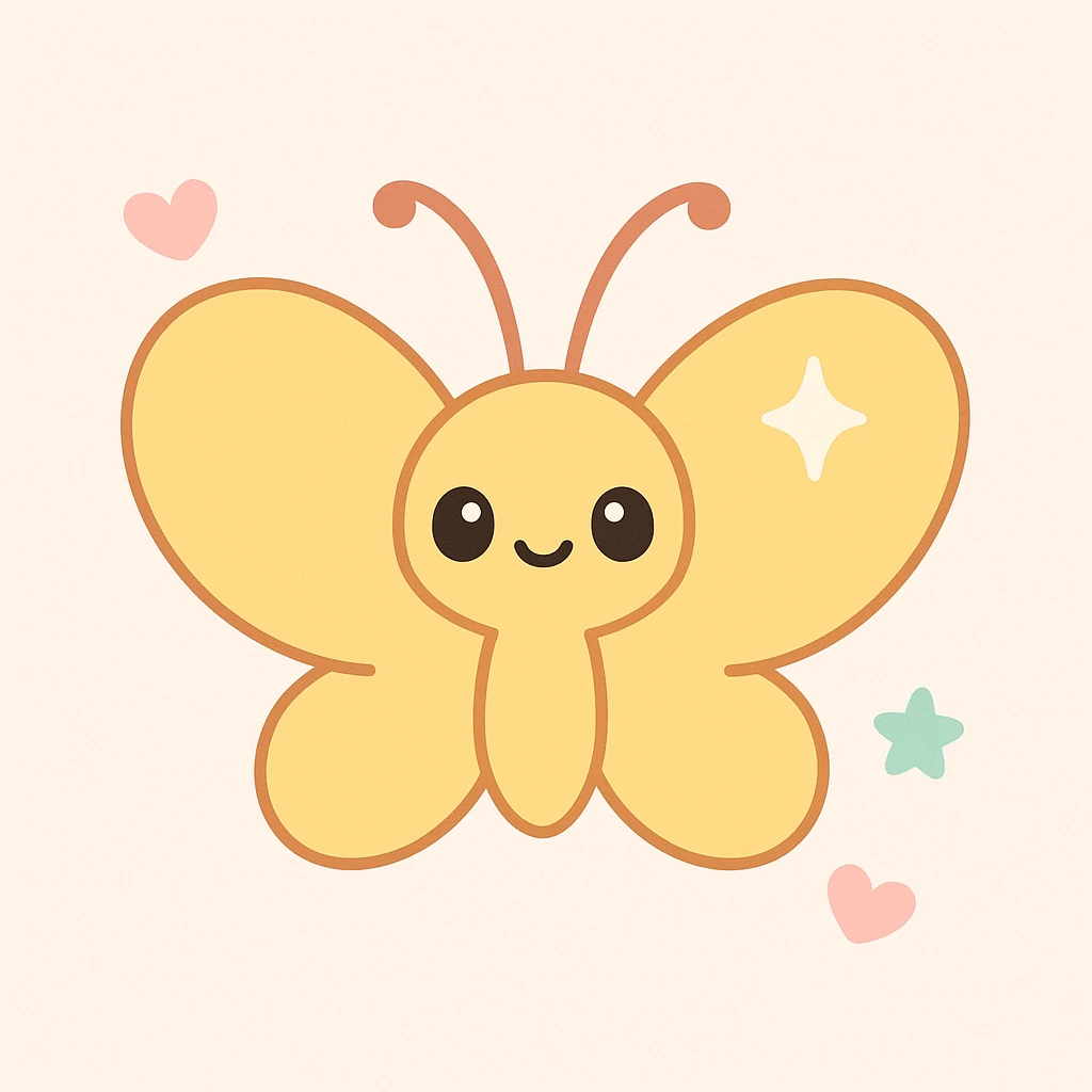 yellow butterfly with shine, cute and charming style emoji