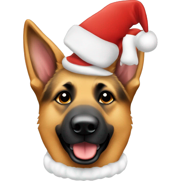 german shepherd dog with santa hat on emoji