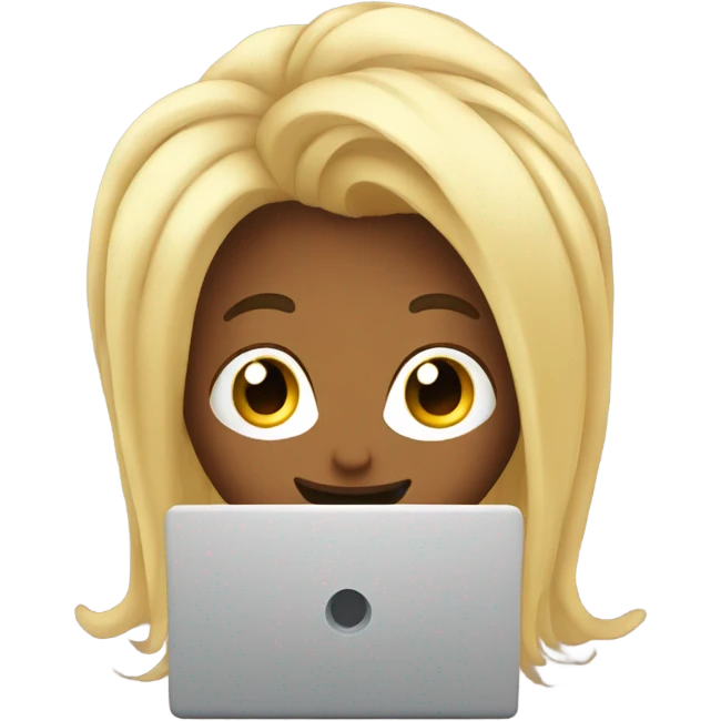 hair  behind a laptop emoji