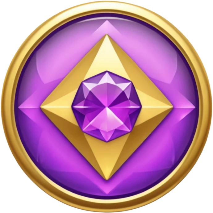 A round badge for a paid subscription, gold with purple diamonds, level 6 emoji