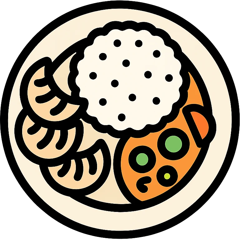 plate of Nepali cuisine icon, clean modern style, representing sampling local food emoji