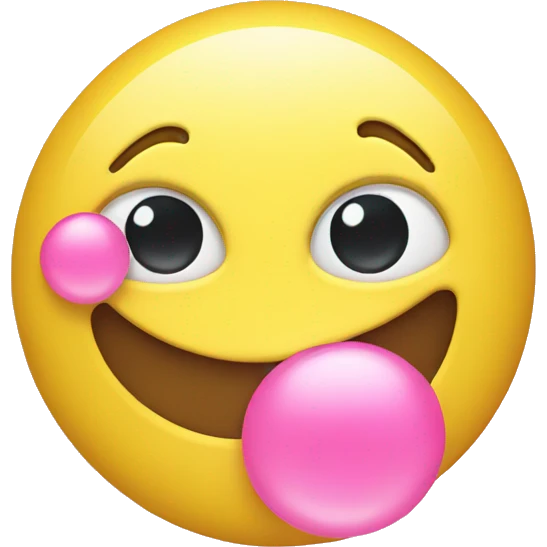 Yellow face emoji with bubble gum emoji
