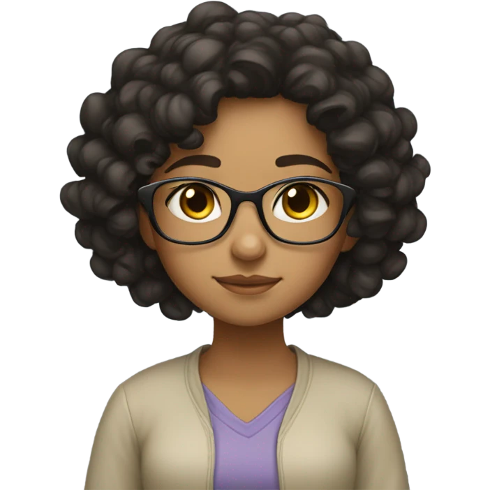 Praying girl curl dark hair tan olive skin glasses emoji