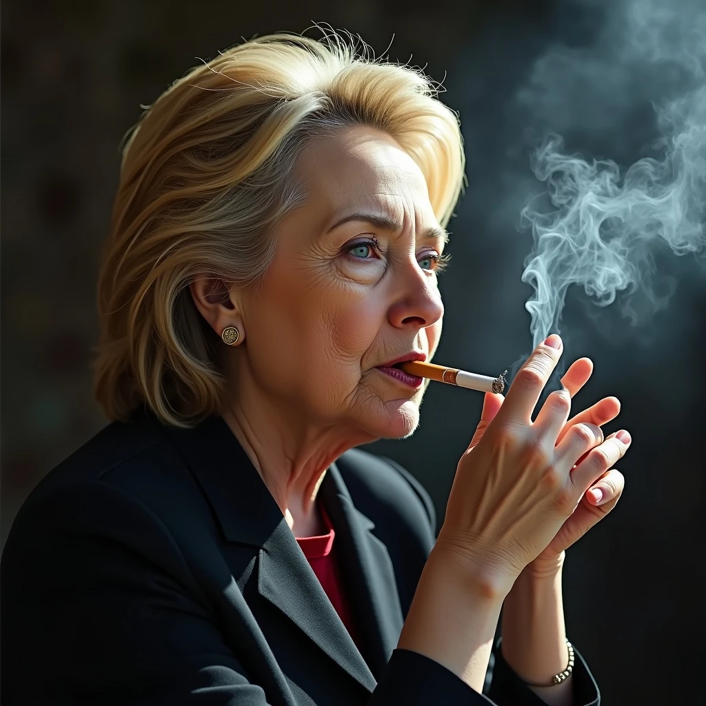 Hillary clinton smoking a cig emoji
