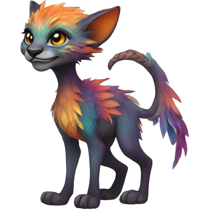 Colorful vernid fantasy creature LiLaiRa Kamirah Falvie whiskers paws full body emoji