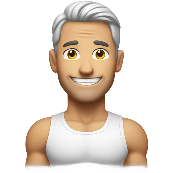 white muscle guy hands behind head smiling emoji