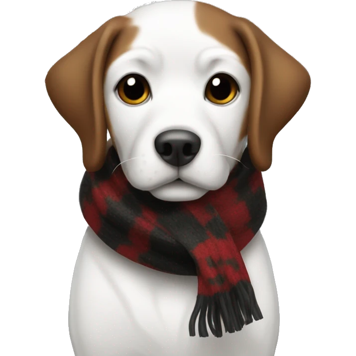 Dog black and brown and white with a christmas scarf emoji