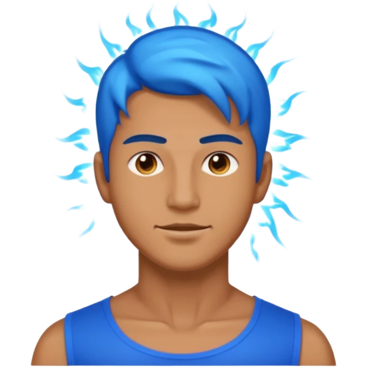 A man with no shirt and oura surrounding him like goku emoji