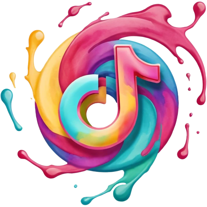 Realistic, watercolor, tiktok logo emoji