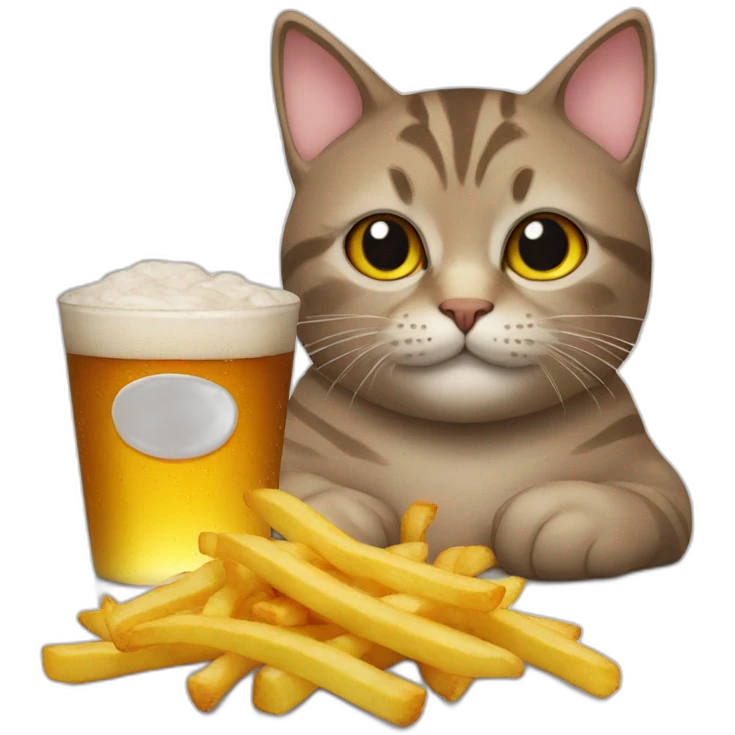 Cat with fries and beer emoji