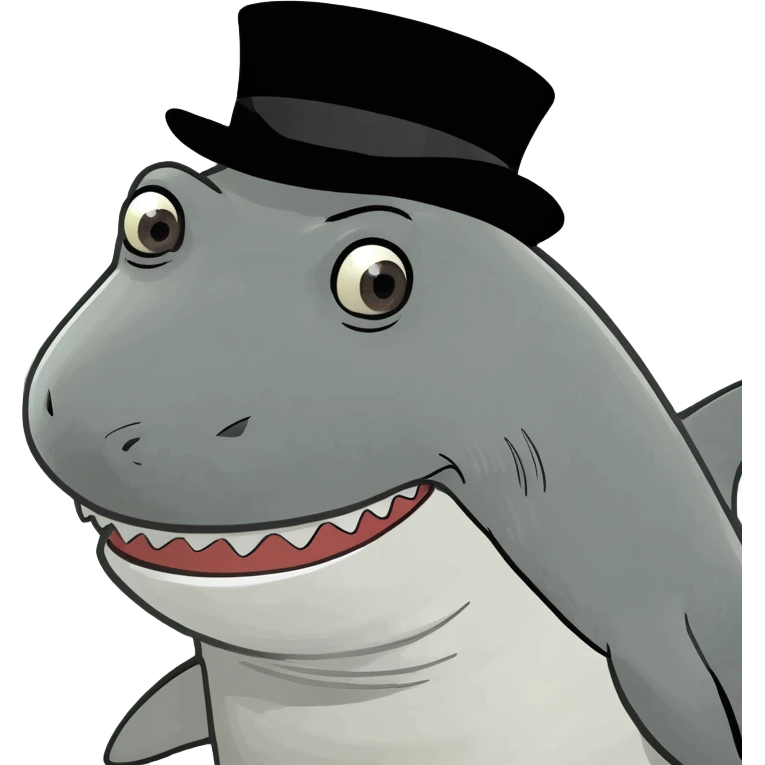 Shark with a top hat emoji