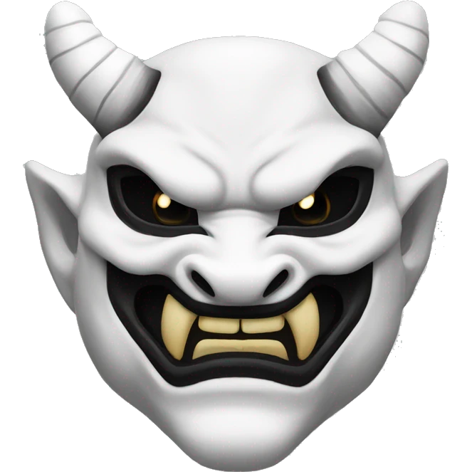 Japanese Dragon Oni Mask. White and Black. Looking Slightly Down. emoji