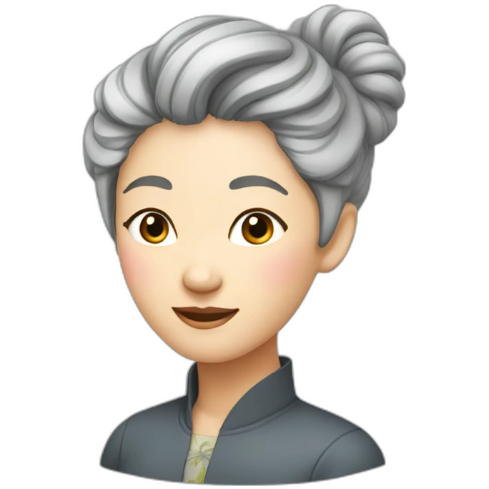 Chinese lady grey hair up side down pasture emoji