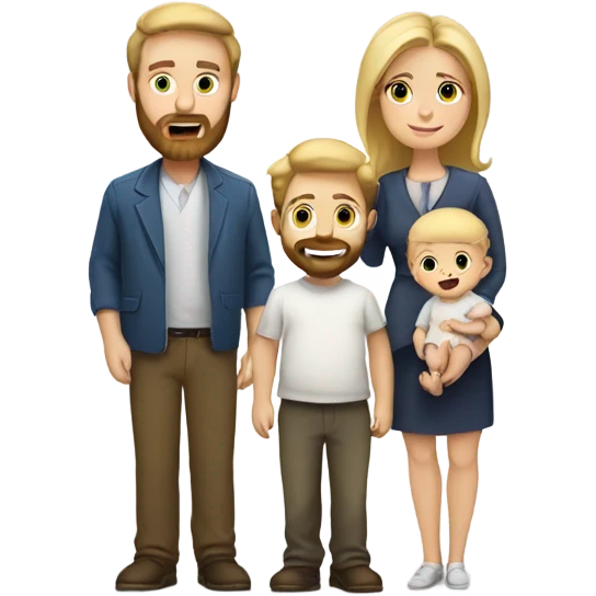 a family, with a mother with blonde hair, a white-skinned father with a brown beard and a Jewish baby. emoji