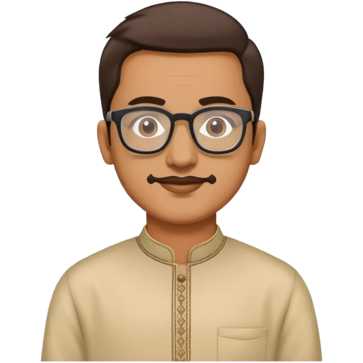 man with wheatish skin tone, wearing kurta with rectangle glasses emoji