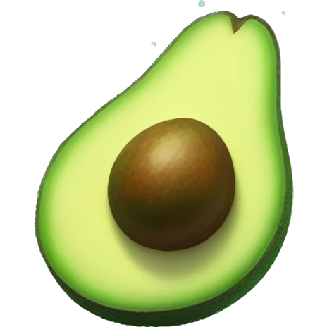 A glowing, sliced avocado with a sparkling seed, surrounded by soft, floating lime slices and small, glowing particles.

 emoji