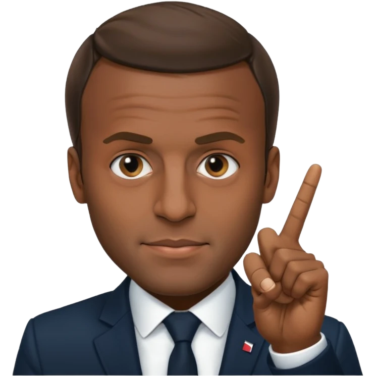 Emmanuel Macron qui fait un 🖕🏿 emoji