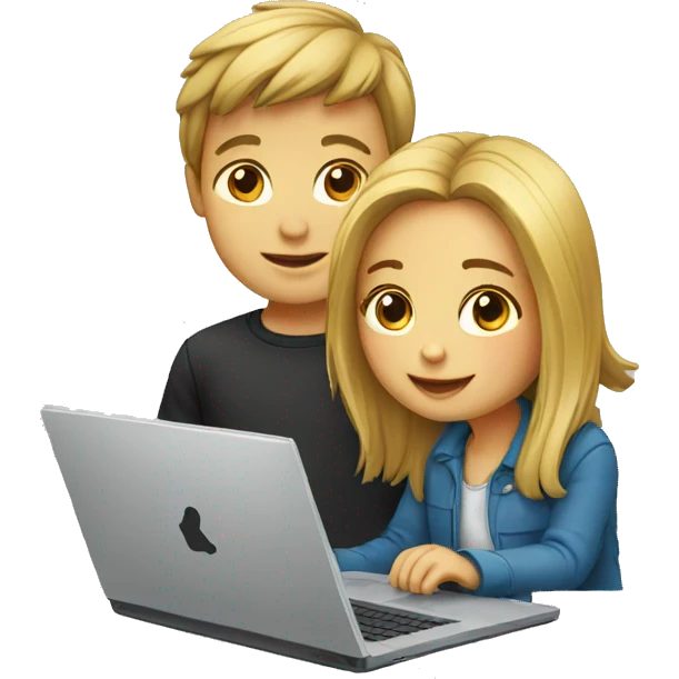 Girl and boy laptop emoji