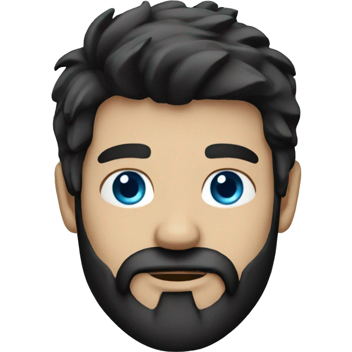 Long black hair and beard with blue eyes emoji