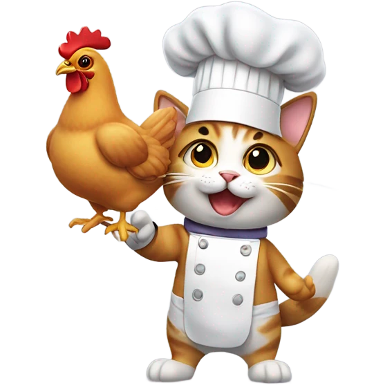 Cat chef with chicken wing  emoji