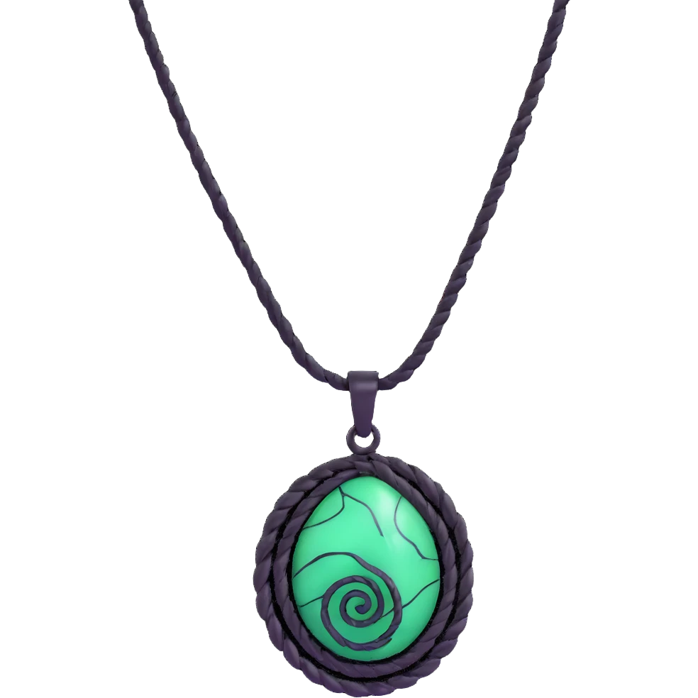 Moana's necklace with heart of Te Fiti green spiral stone emoji