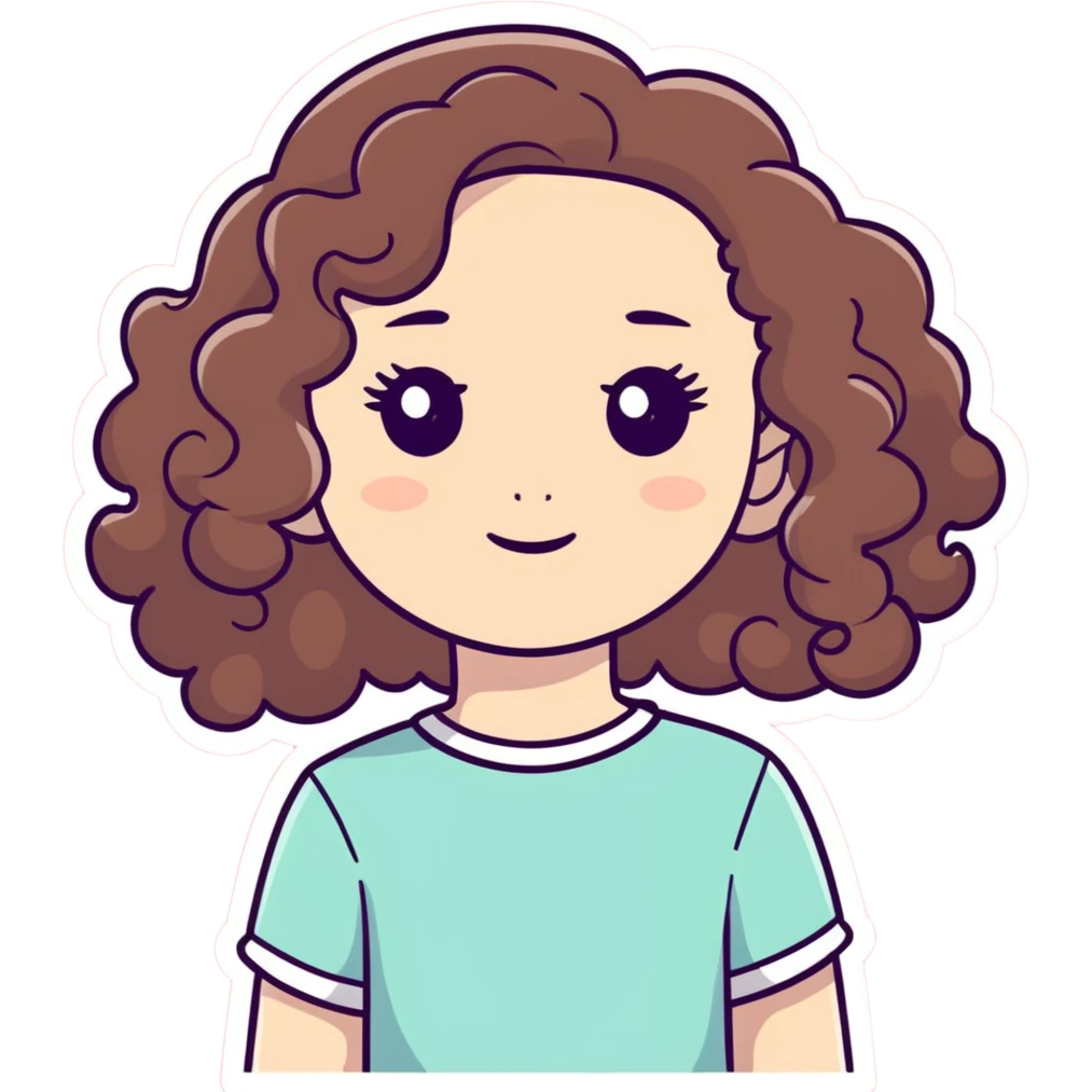 Curly brown hair girl white skin emoji